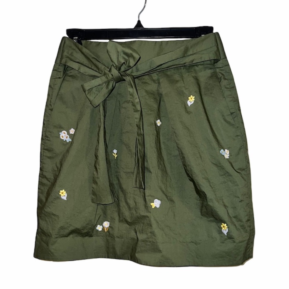 J.crew floral army green tie skirt